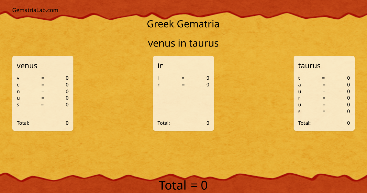 venus in taurus in greek Gematria